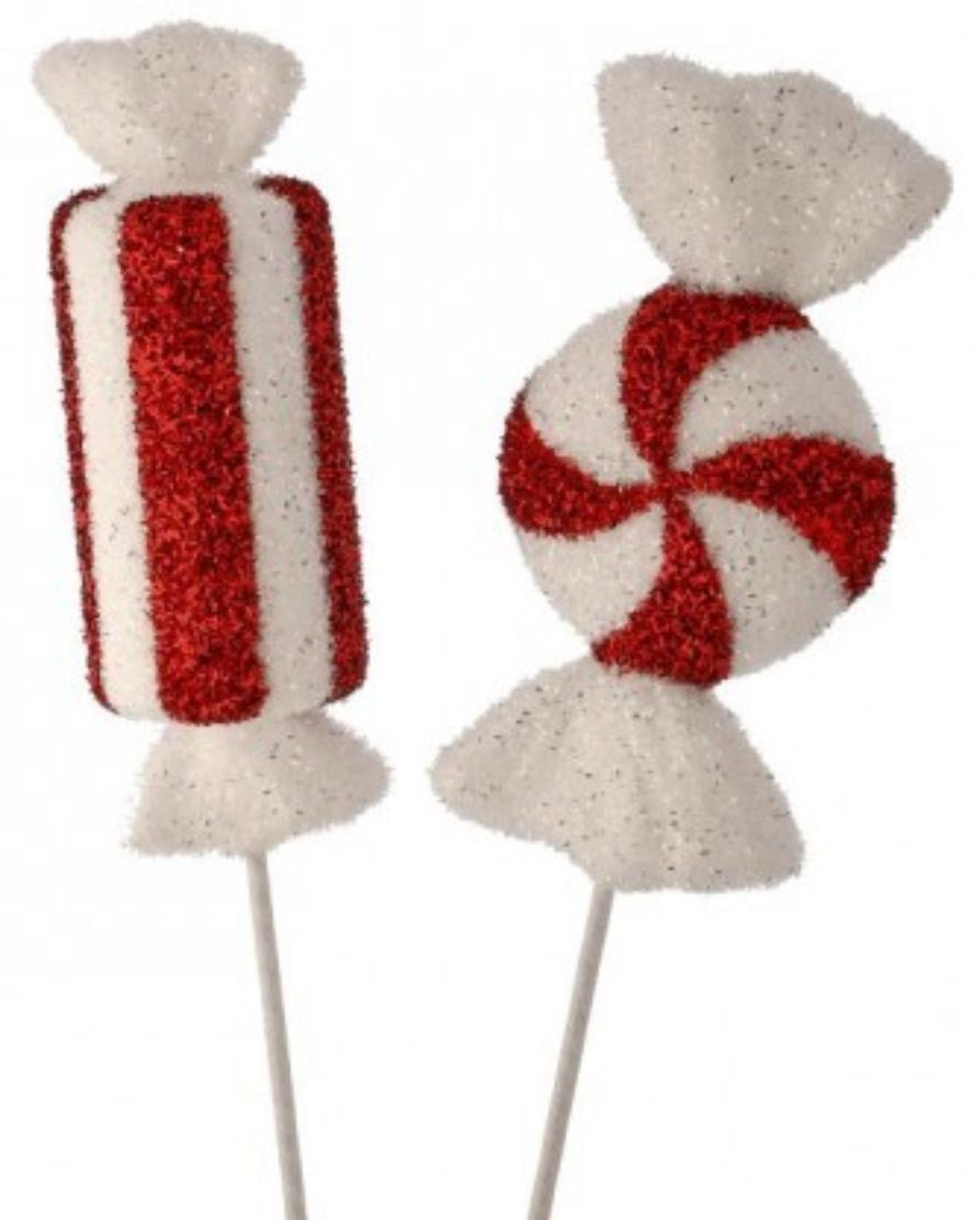 Shimmering, red and white candy stems - Greenery MarketHoliday OrnamentsMTX73808 RDWH