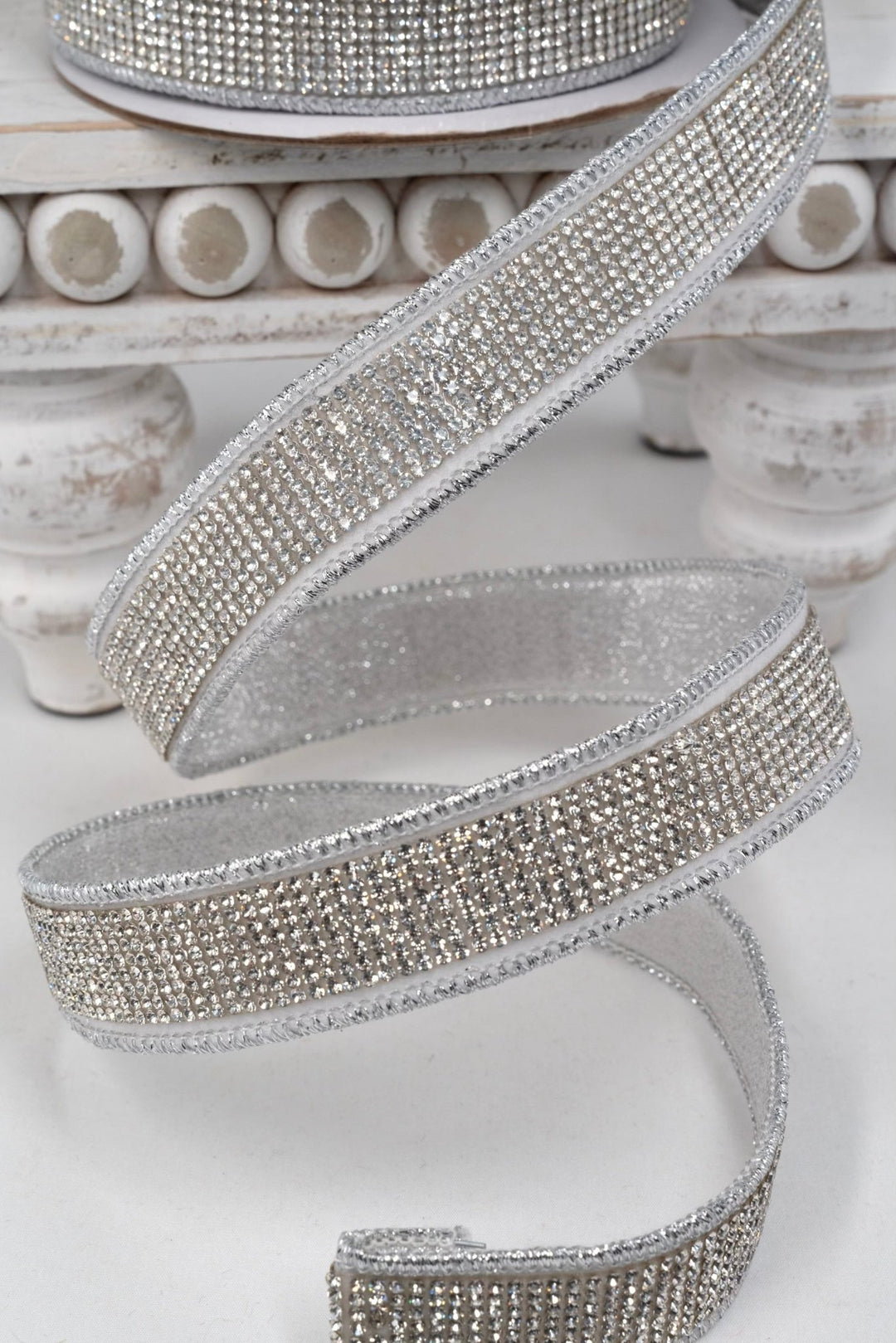 Silver Bling Double Sided Wired Ribbon - 1" - Greenery Market25-800-4