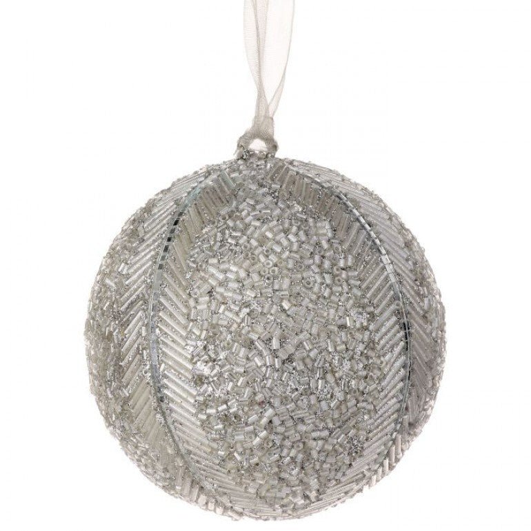 Silver crystal and beaded ornament 4” - Greenery MarketMTX72556 SHSI