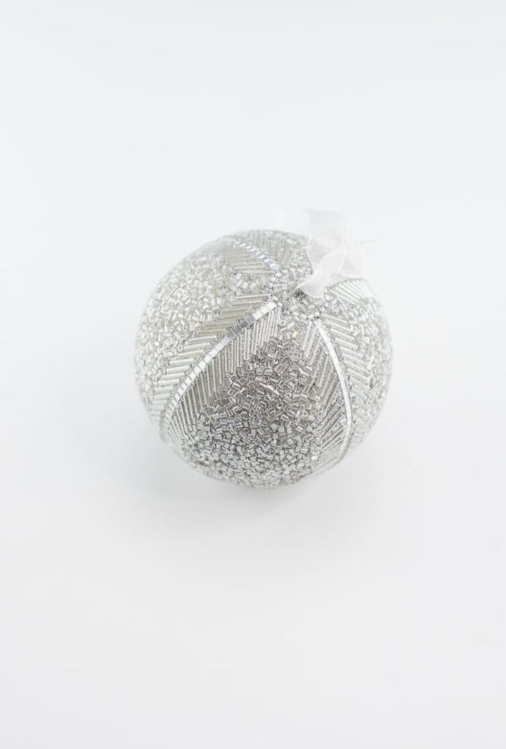 Silver crystal and beaded ornament 4” - Greenery MarketMTX72556 SHSI