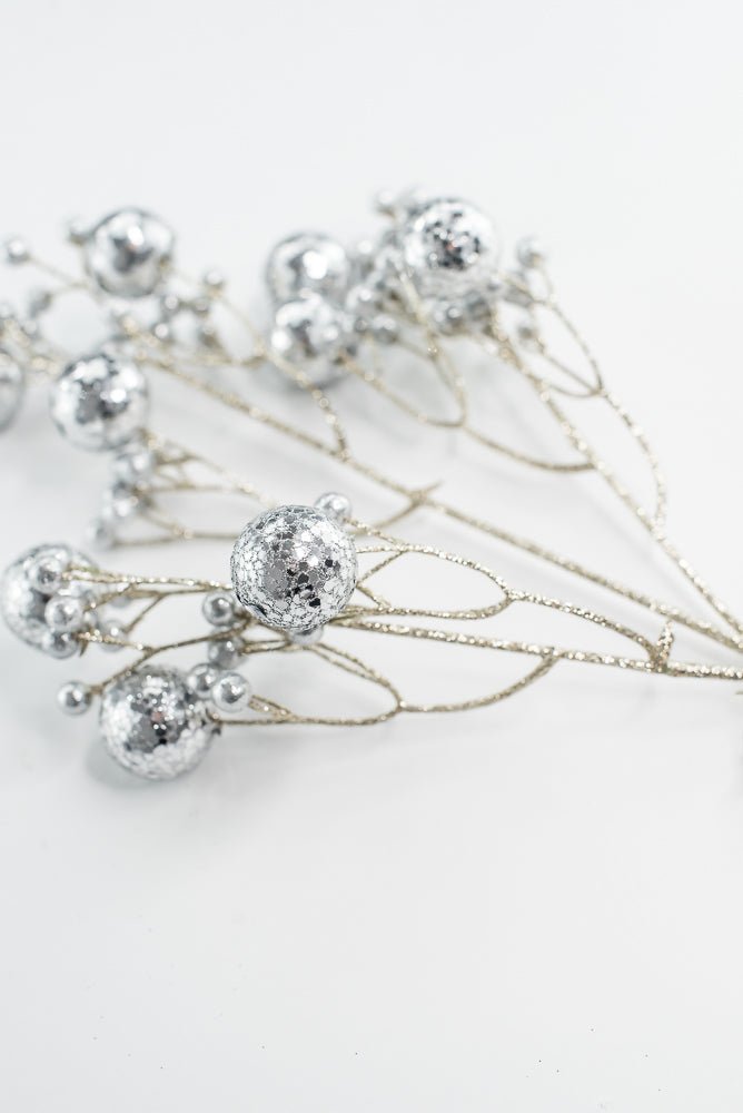 Silver Glitter Ball Spray - 23" - Greenery MarketXG1087SV