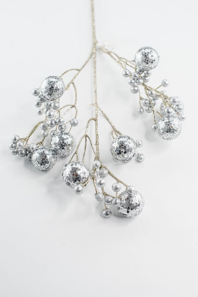 Silver Glitter Ball Spray - 23" - Greenery MarketXG1087SV