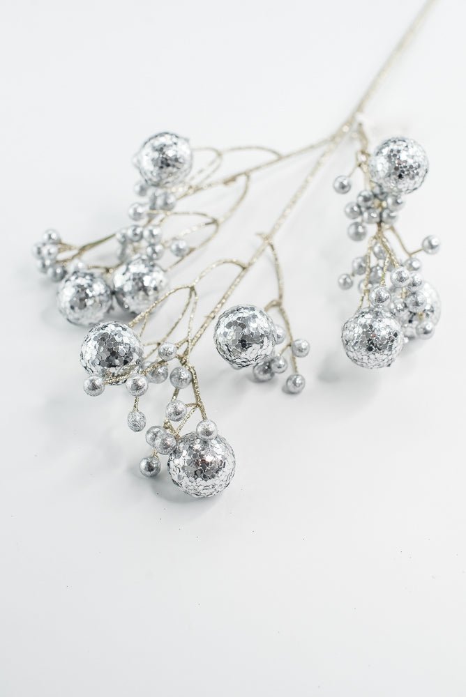 Silver Glitter Ball Spray - 23" - Greenery MarketXG1087SV
