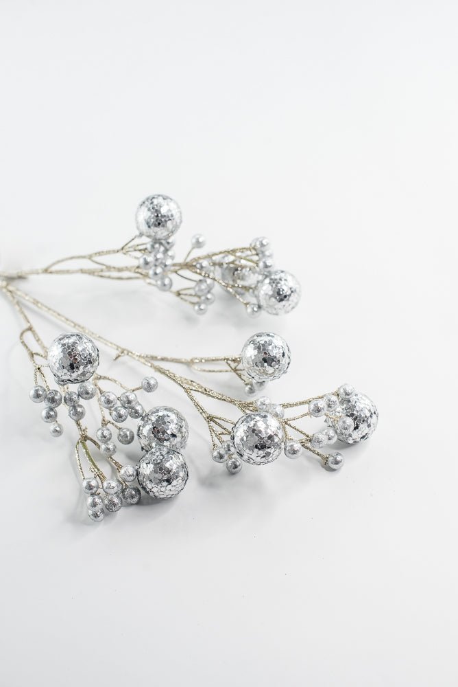 Silver Glitter Ball Spray - 23" - Greenery MarketXG1087SV