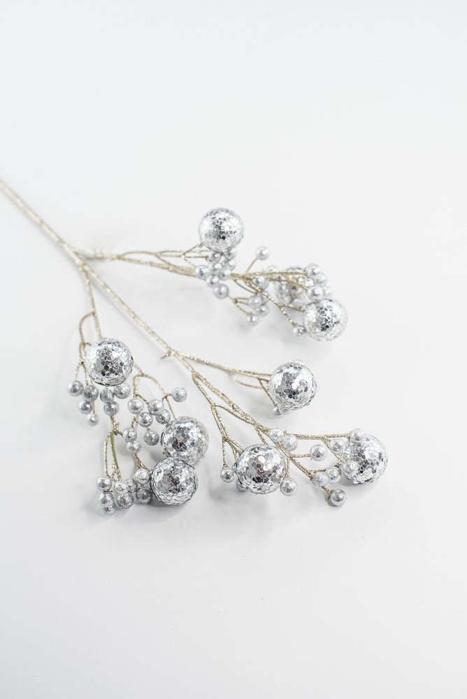 Silver Glitter Ball Spray - 23" - Greenery MarketXG1087SV