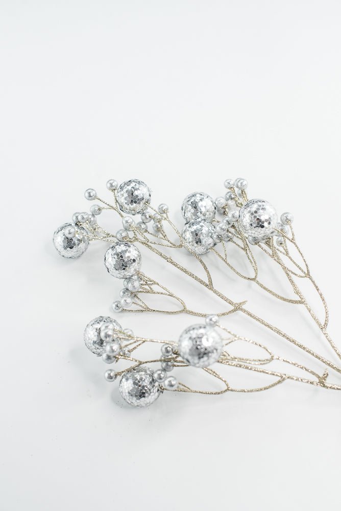 Silver Glitter Ball Spray - 23" - Greenery MarketXG1087SV
