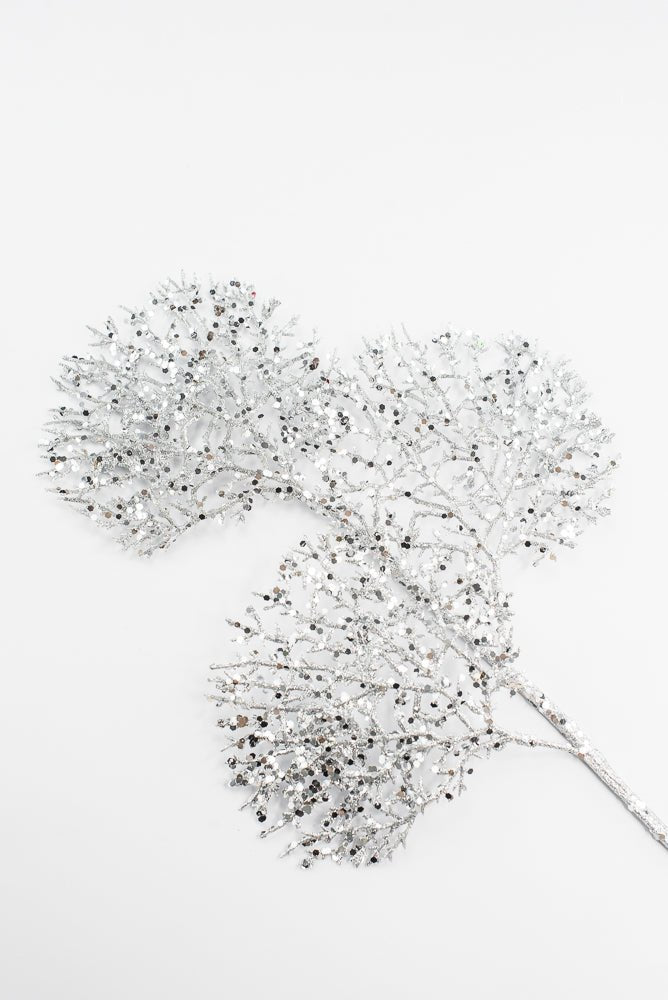 Silver Glitter Coral Spray - 22" - Greenery Market2825234SV