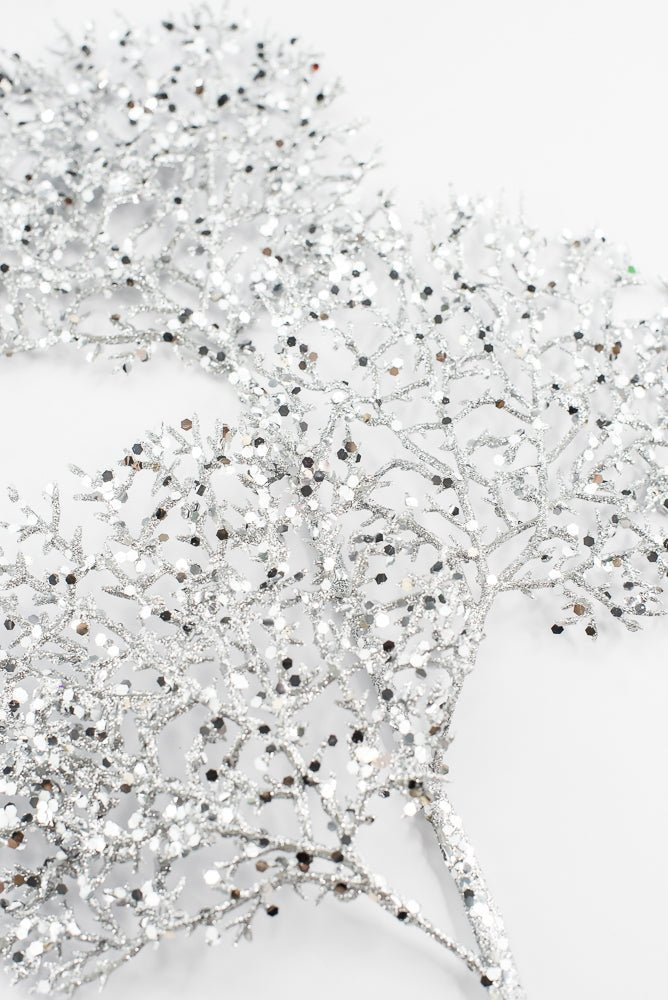 Silver Glitter Coral Spray - 22" - Greenery Market2825234SV