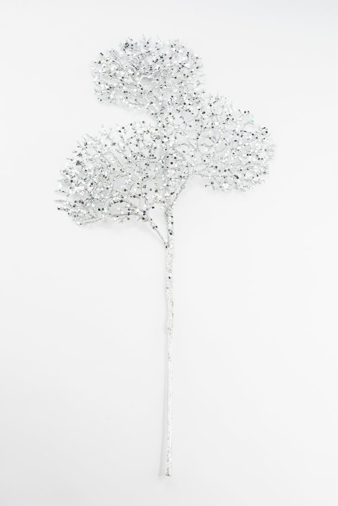 Silver Glitter Coral Spray - 22" - Greenery Market2825234SV