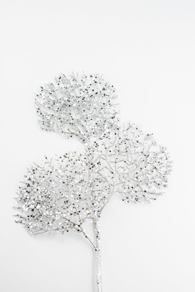 Silver Glitter Coral Spray - 22" - Greenery Market2825234SV