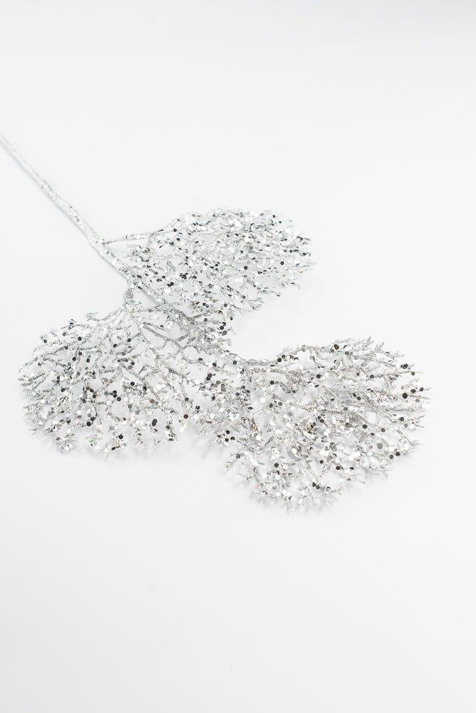 Silver Glitter Coral Spray - 22" - Greenery Market2825234SV