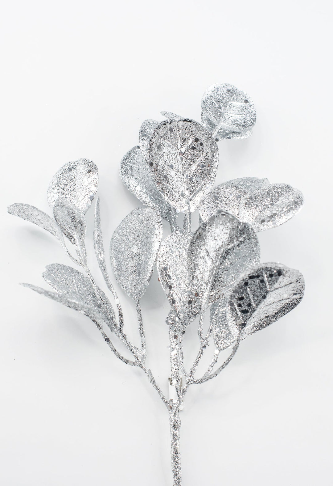 Silver Glitter Eucalyptus Leaf Spray - 17" - Greenery MarketXAQ443-SI