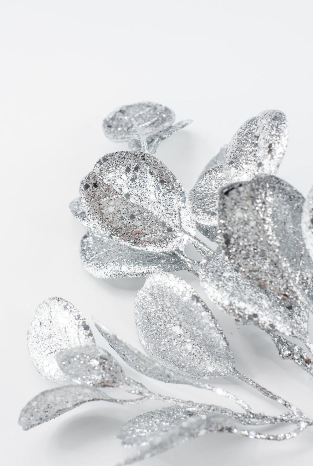 Silver Glitter Eucalyptus Leaf Spray - 17" - Greenery MarketXAQ443-SI