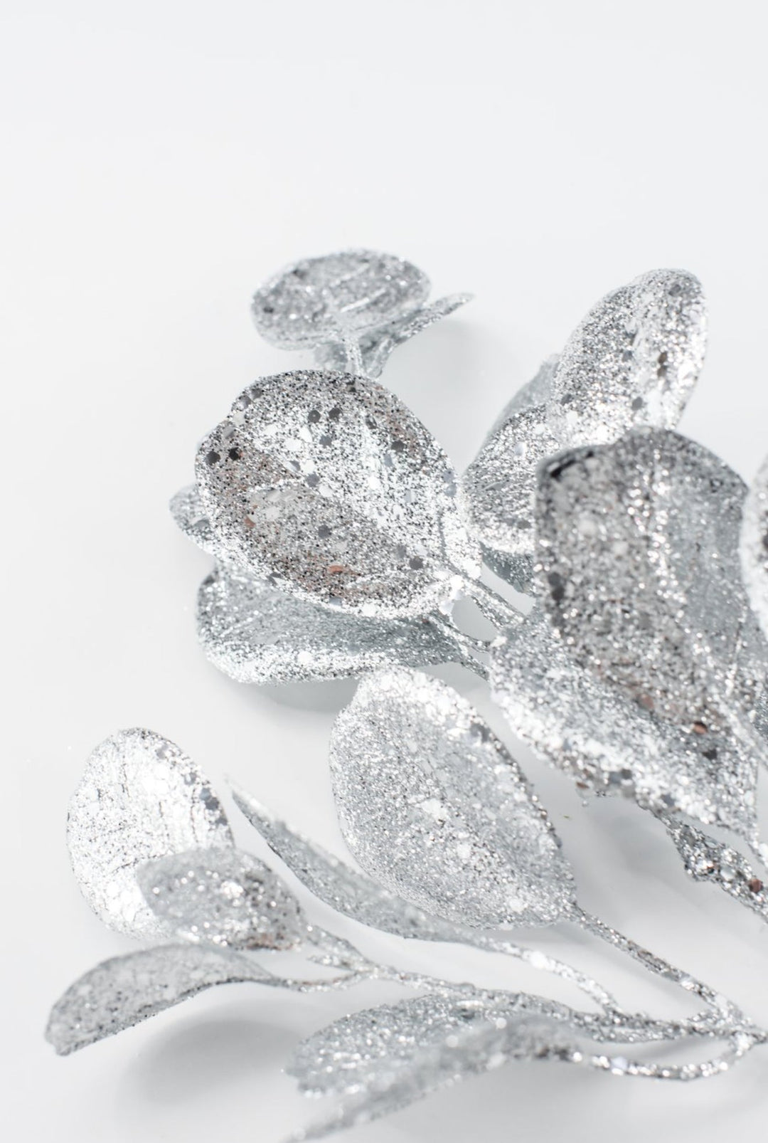 Silver Glitter Eucalyptus Leaf Spray - 17" - Greenery MarketXAQ443-SI