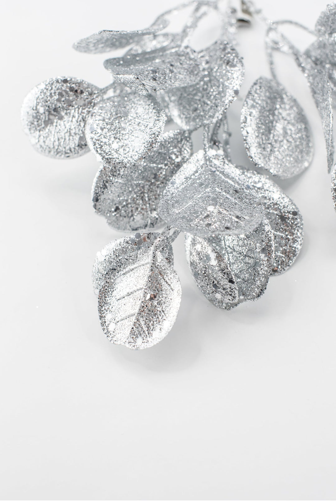 Silver Glitter Eucalyptus Leaf Spray - 17" - Greenery MarketXAQ443-SI