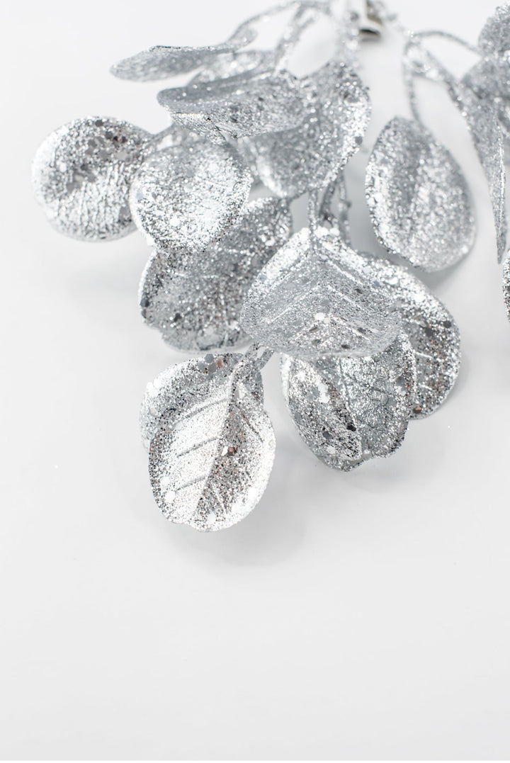 Silver Glitter Eucalyptus Leaf Spray - 17" - Greenery MarketXAQ443-SI