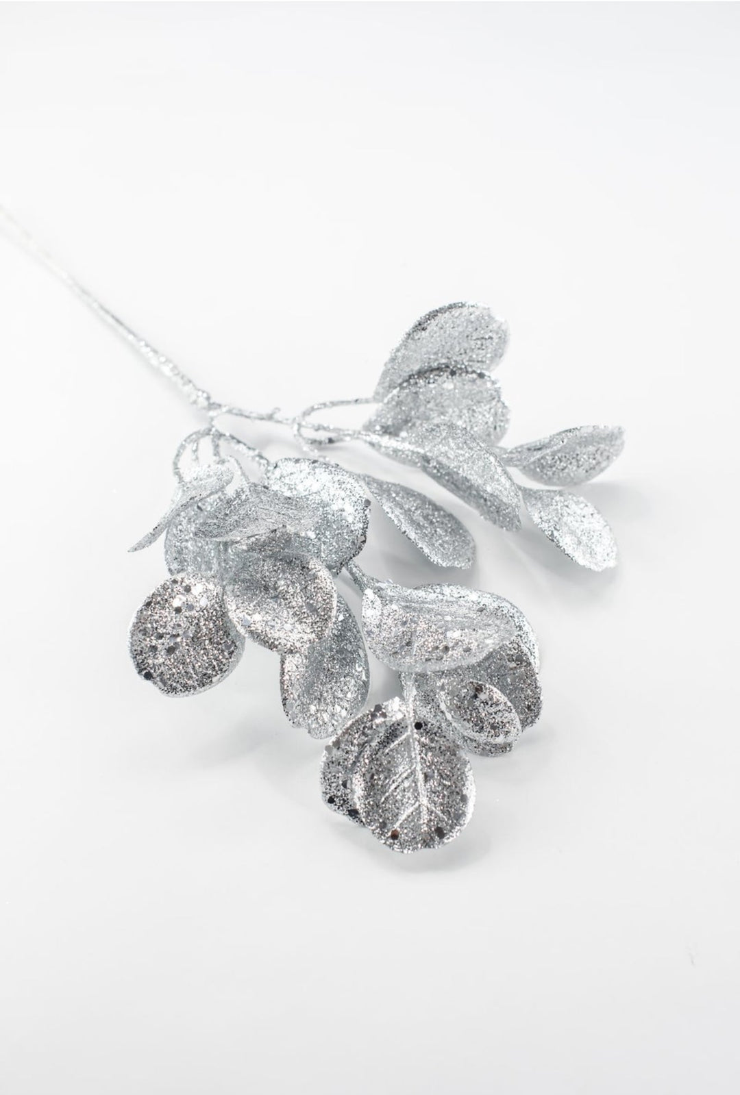 Silver Glitter Eucalyptus Leaf Spray - 17" - Greenery MarketXAQ443-SI