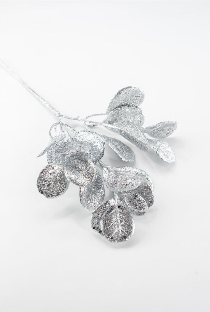 Silver Glitter Eucalyptus Leaf Spray - 17" - Greenery MarketXAQ443-SI