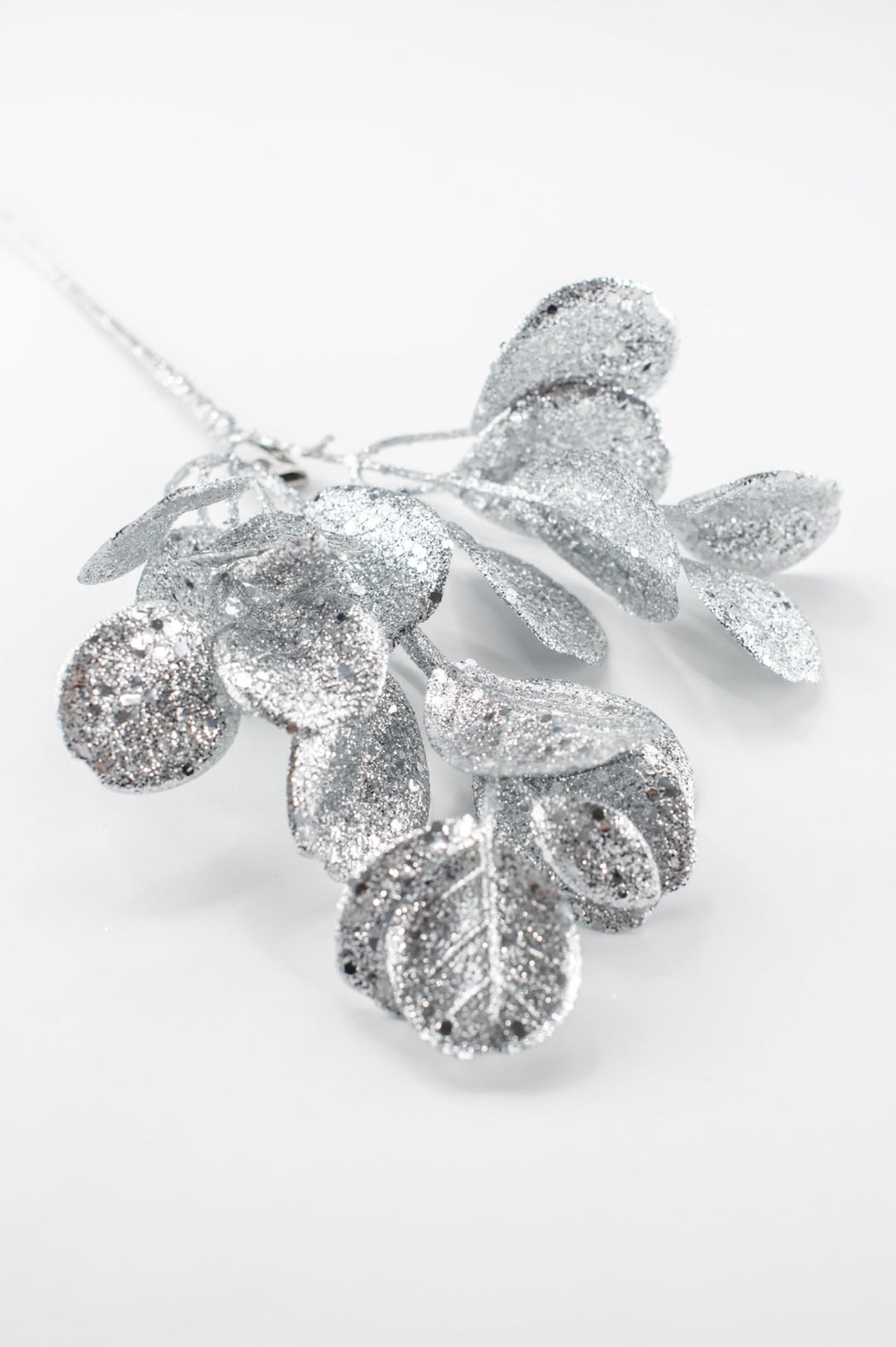 Silver Glitter Eucalyptus Leaf Spray - 17" - Greenery MarketXAQ443-SI