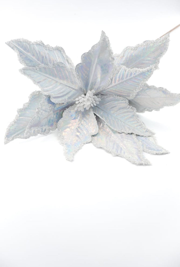 Silver iridescent poinsettia stem - Greenery MarketWinter and ChristmasXs402026