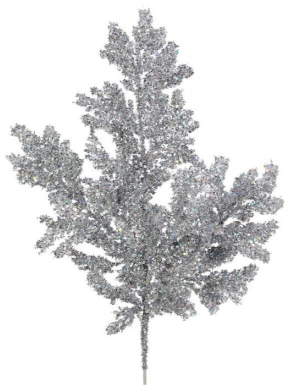 Silver, laser glitter pine spray - Greenery MarketMTX74043