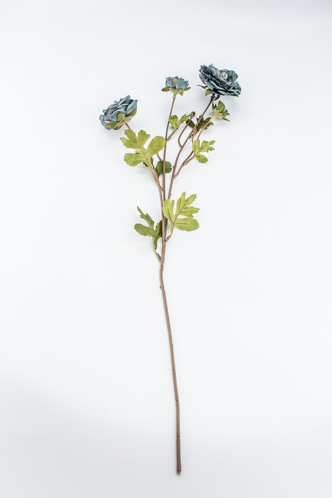 Slate Blue Grey Ruffle Ranunculus Spray - 26" - Greenery Market6591SLTGY