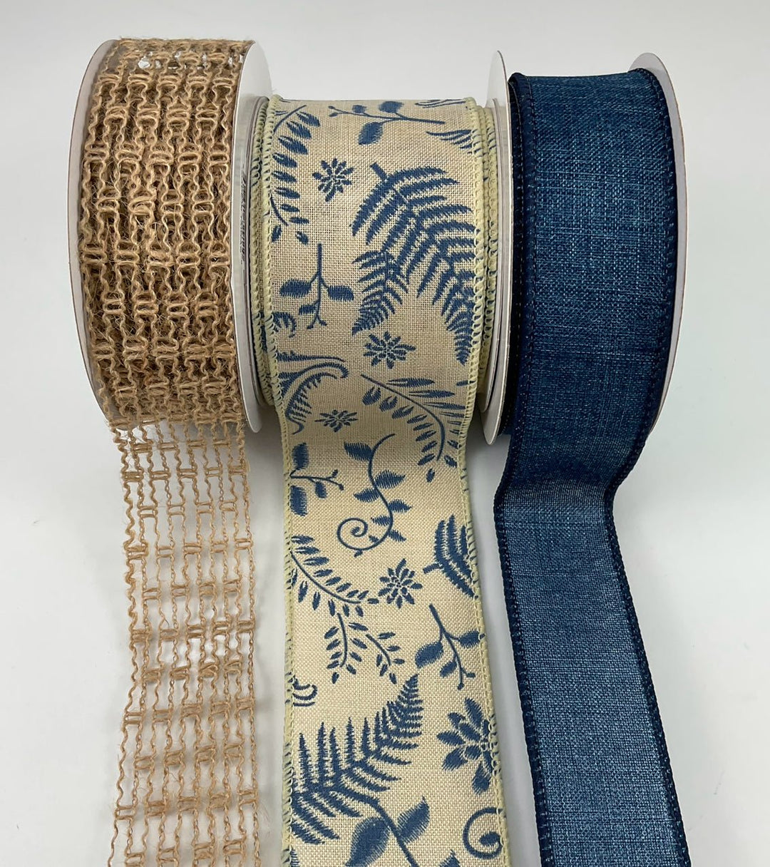 Smokey Blue fern bow bundle x 3 ribbons - Greenery MarketBfernx3