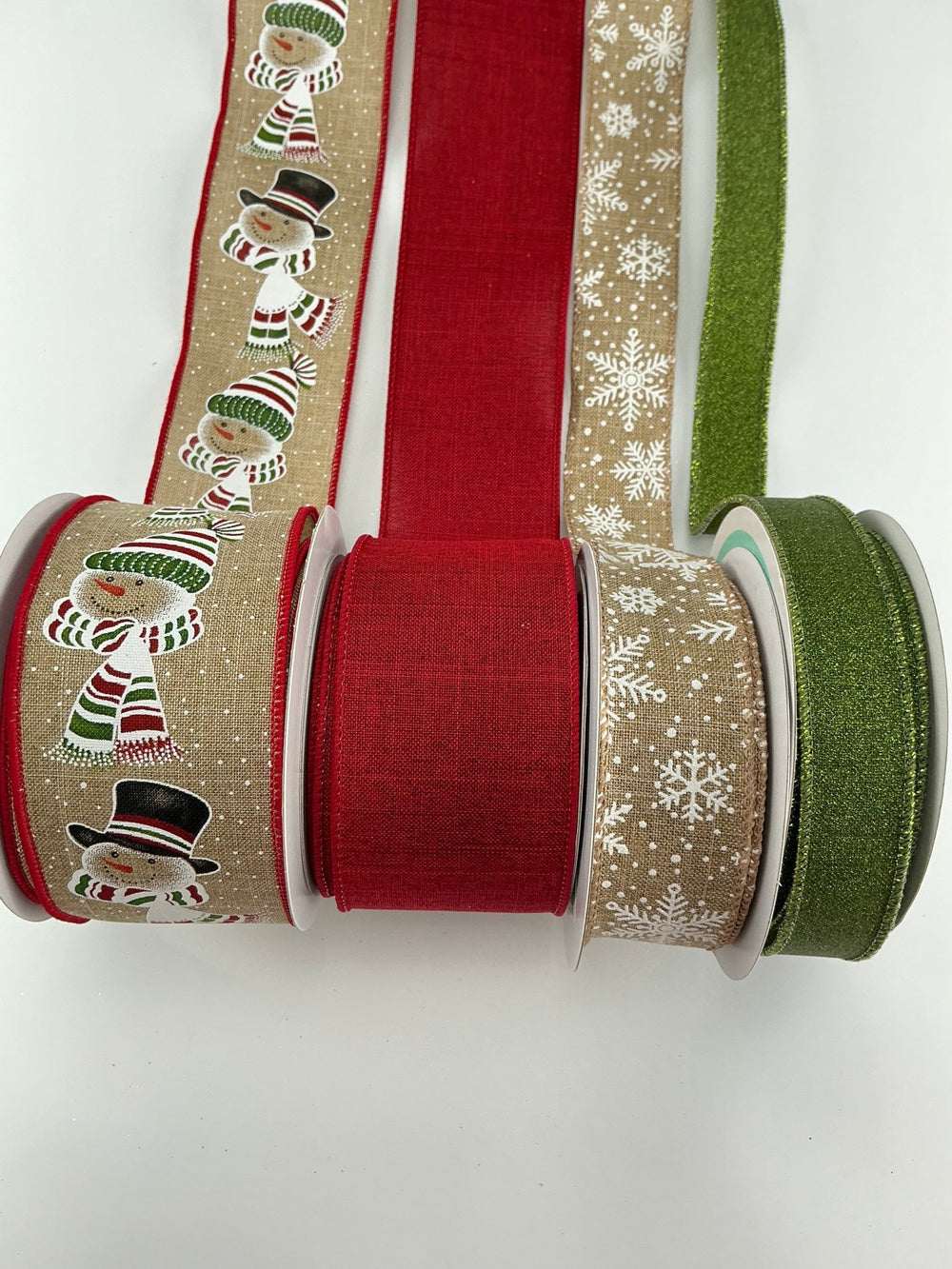 Snowman and flakes natural bow bundle x 4 ribbons - Greenery MarketRibbons & Trim