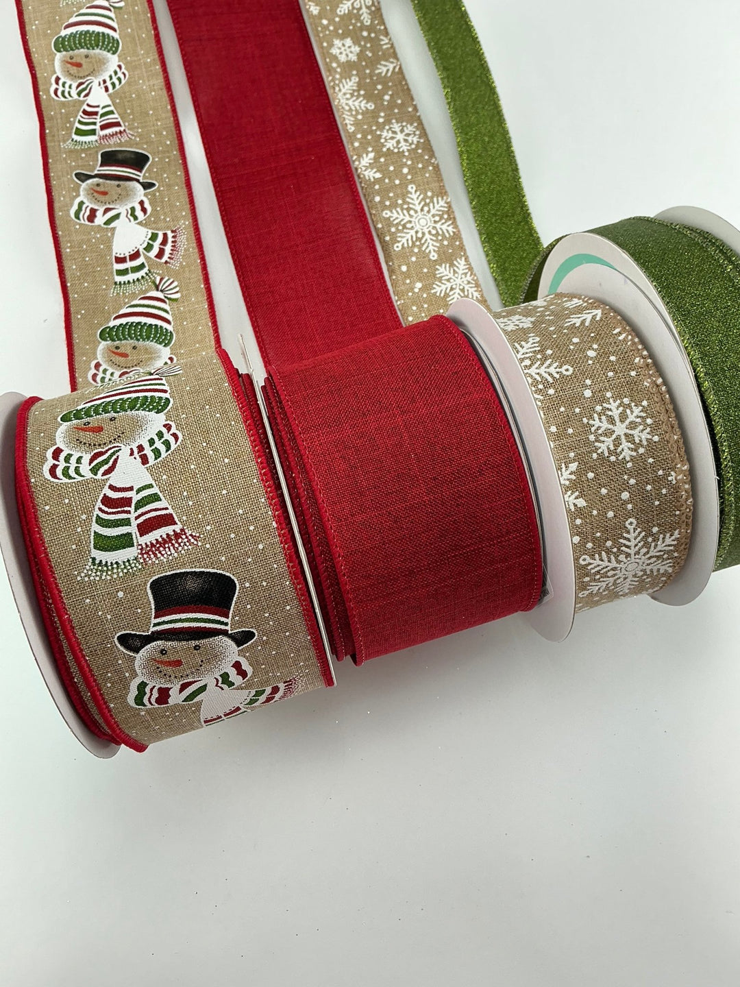 Snowman and flakes natural bow bundle x 4 ribbons - Greenery MarketRibbons & Trim