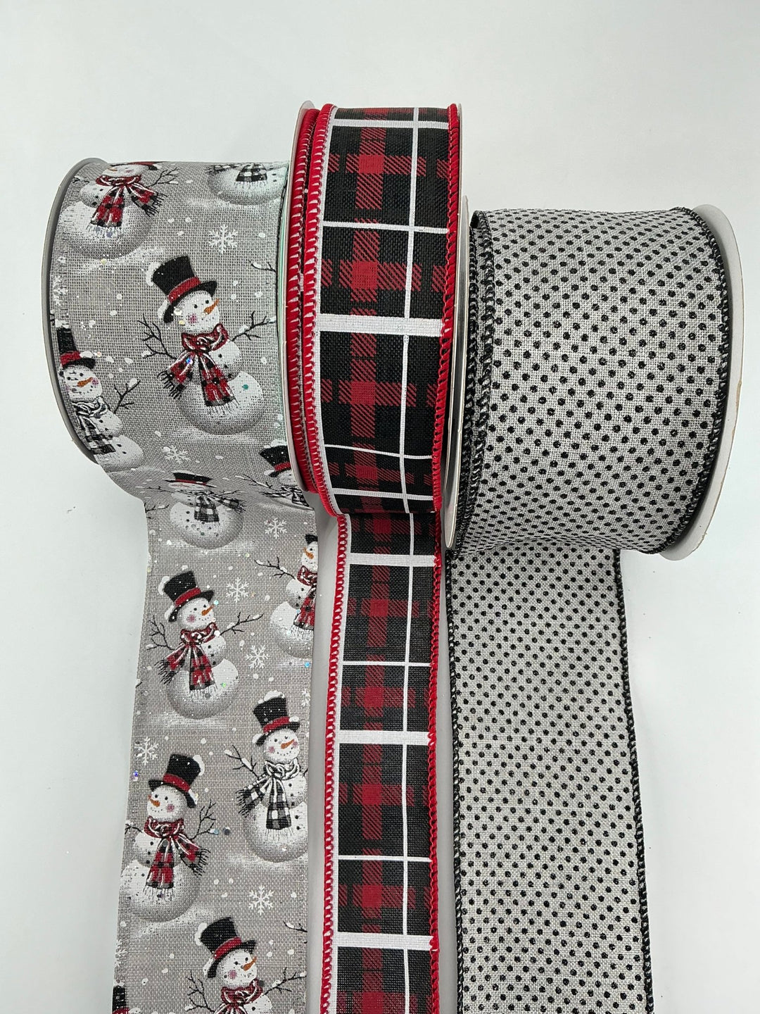 Snowman plaid bow bundle x 3 ribbons - Greenery MarketRibbons & TrimGraysnowx3