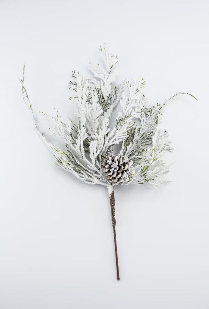 Snowy cedar and pine cone pick - Greenery MarketArtificial Flora82885