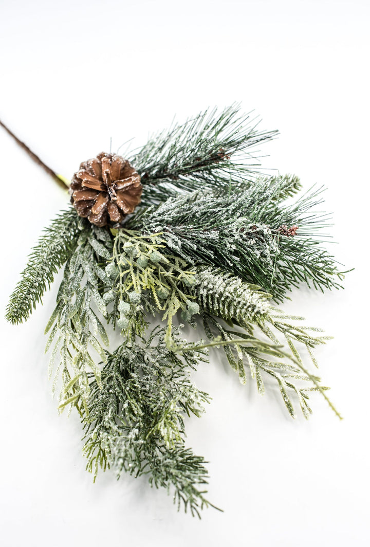 Snowy mixed pine and cone pick - Greenery MarketArtificial Flora86166SP18