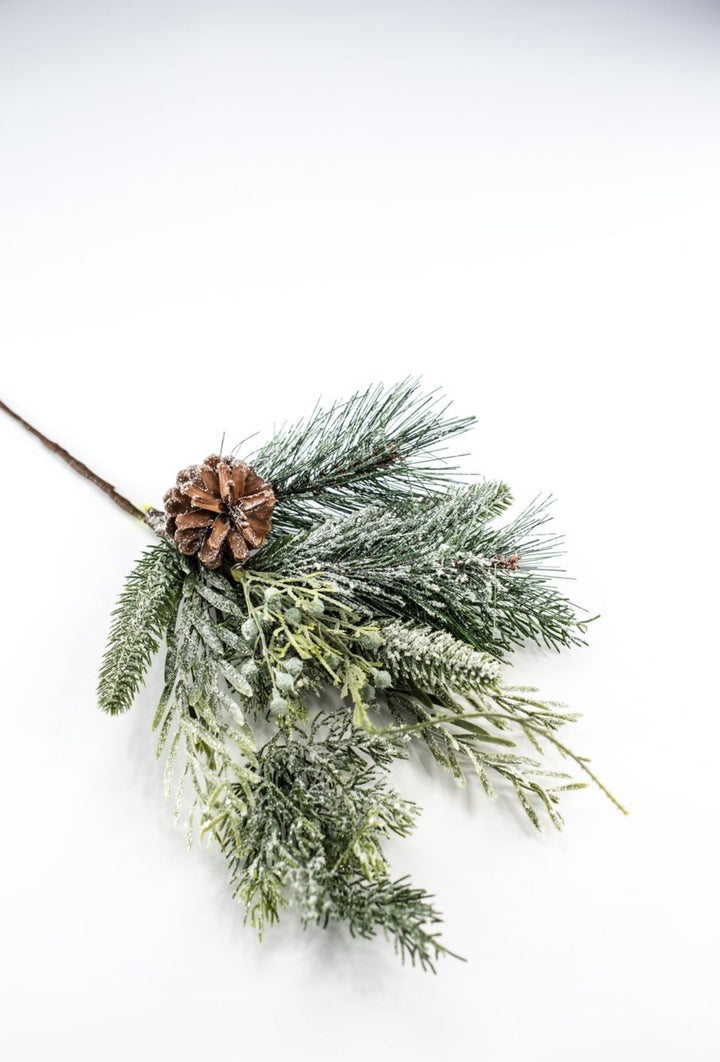 Snowy mixed pine and cone pick - Greenery MarketArtificial Flora86166SP18
