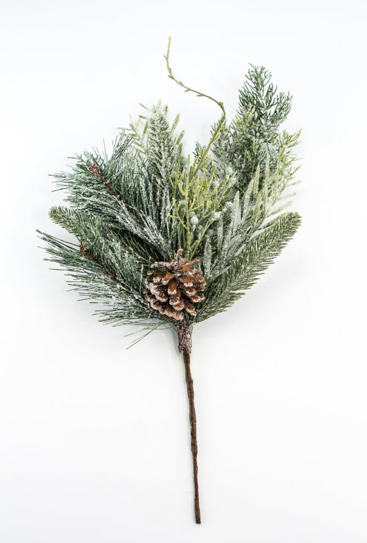 Snowy mixed pine and cone pick - Greenery MarketArtificial Flora86166SP18