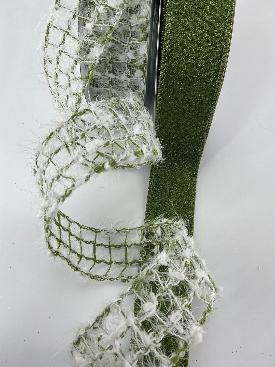 Snowy moss bow bundle wired ribbon 1.5” x 2 ribbons - Greenery MarketRibbons & TrimMossnetx2