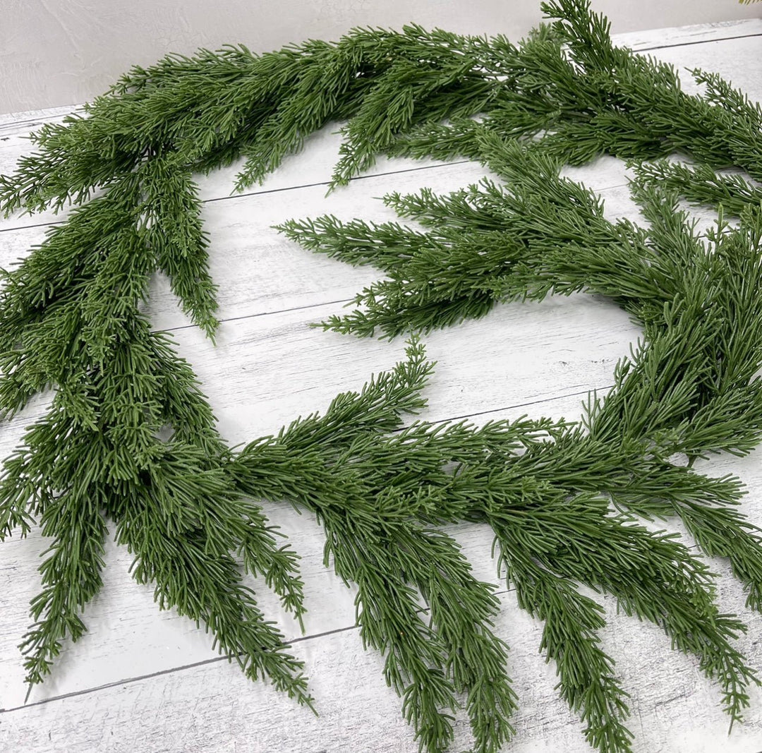 Soft touch artificial cedar pine garland 6’ - Greenery Marketgreenery82054