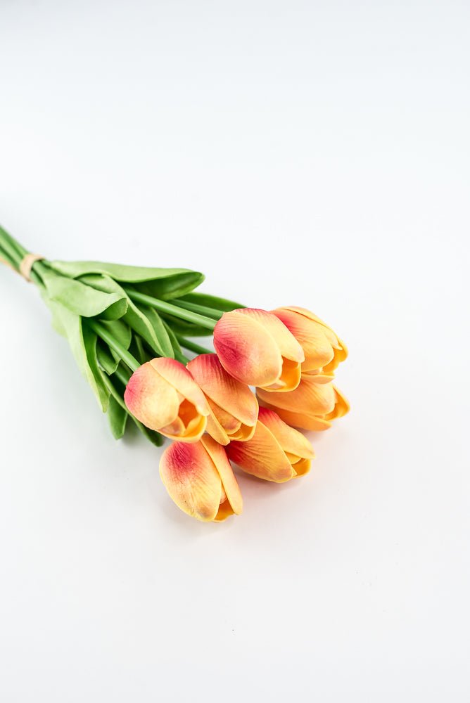 Soft touch, life like, yellow orange tulip bundle - Greenery Market2260017YO