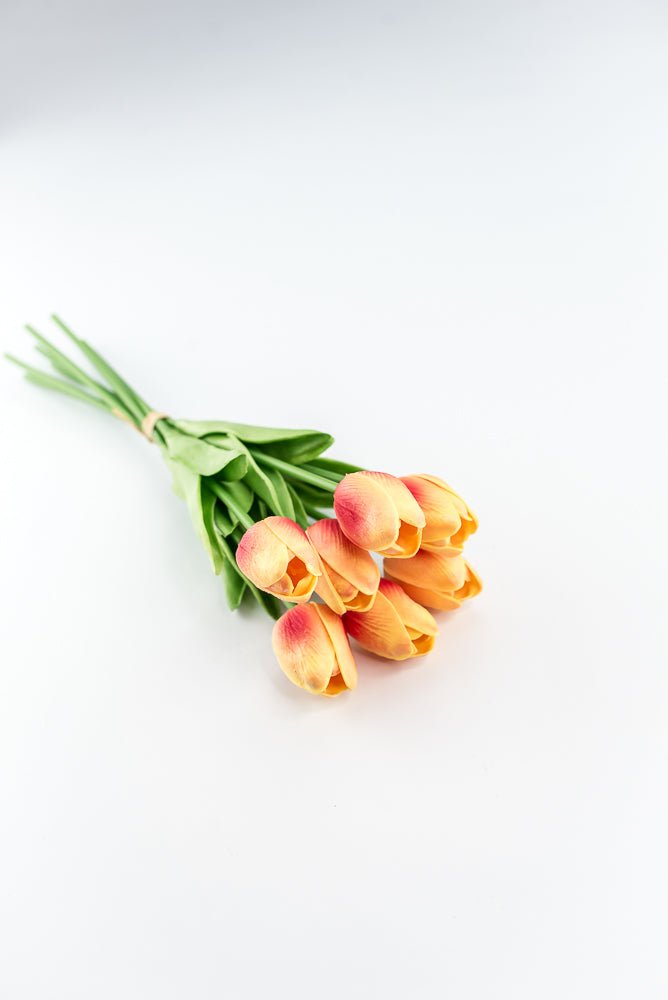 Soft touch, life like, yellow orange tulip bundle - Greenery Market2260017YO