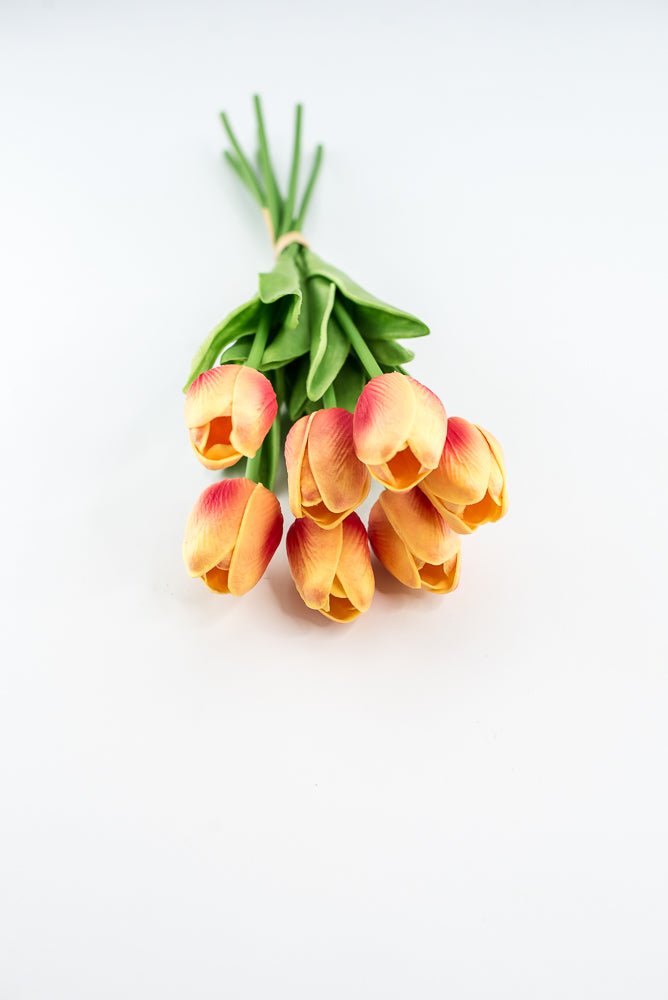 Soft touch, life like, yellow orange tulip bundle - Greenery Market2260017YO