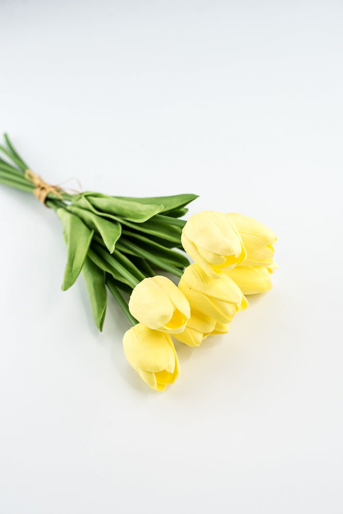 Soft touch, life like, yellow tulip bundle - Greenery Market2260017YL