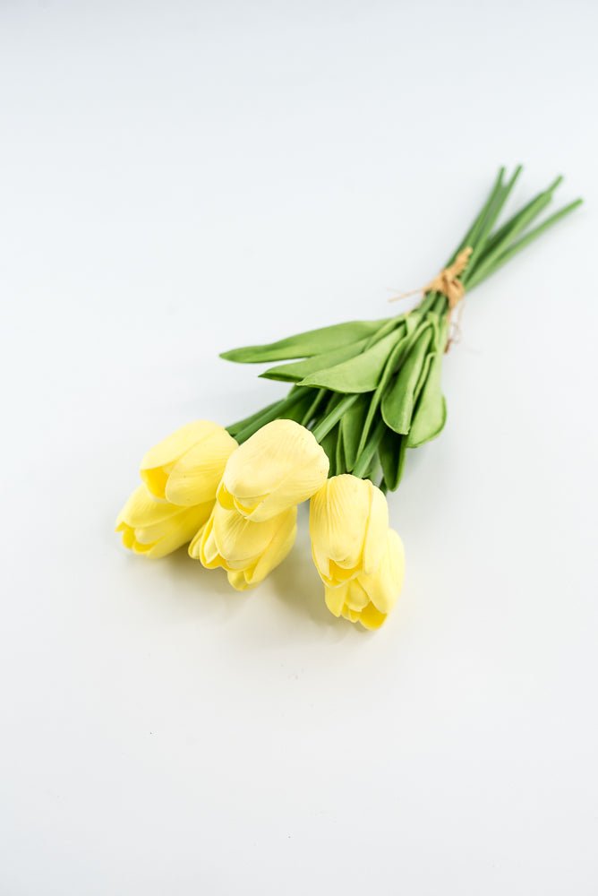 Soft touch, life like, yellow tulip bundle - Greenery Market2260017YL