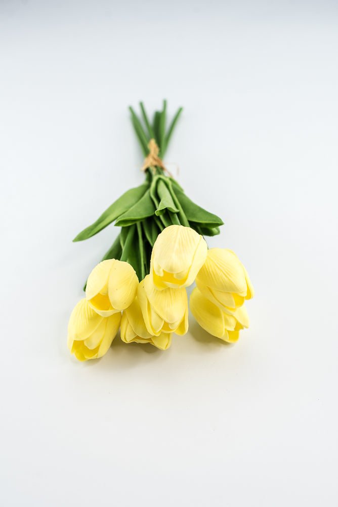 Soft touch, life like, yellow tulip bundle - Greenery Market2260017YL