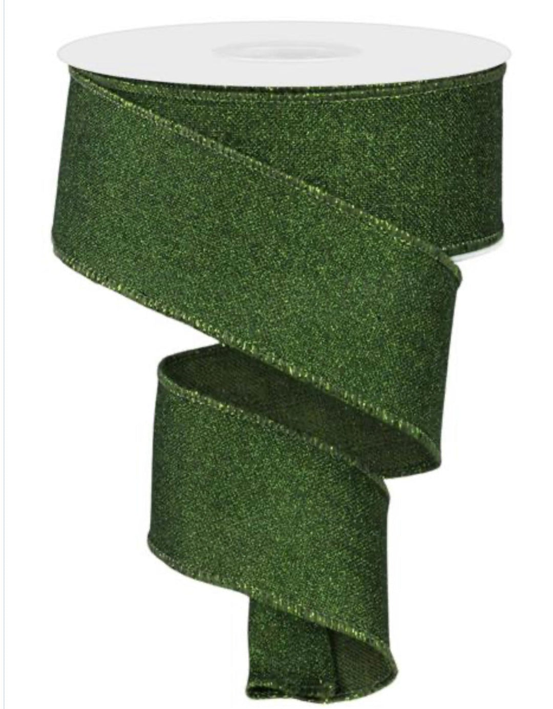 Solid, fine glitter, moss green wired Ribbon 1.5” - Greenery MarketWired ribbonRGE138052