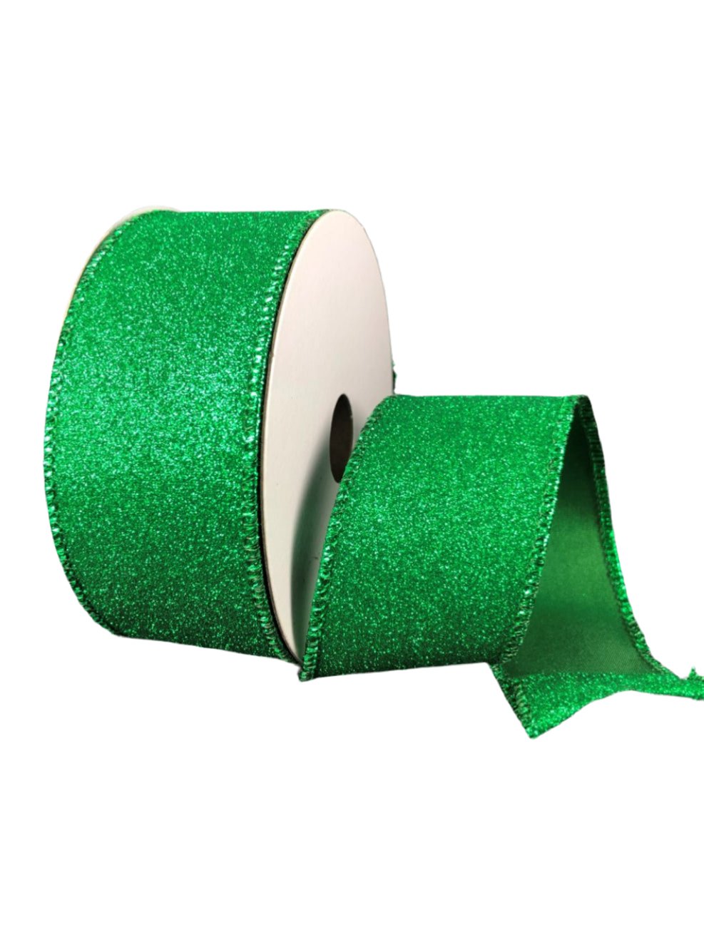 Solid Flat glitter emerald green - Ribbon 1.5” - Greenery MarketWired ribbonX820609 - 17