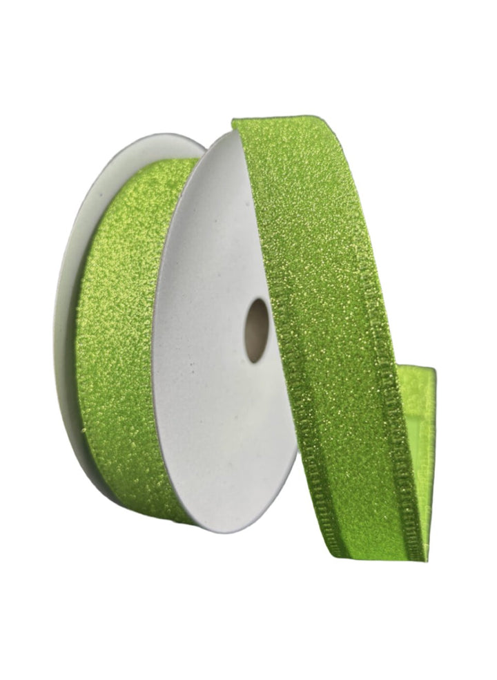 Solid Flat glitter lime - Ribbon 7/8” - Greenery MarketWired ribbon76467 - 05 - 09
