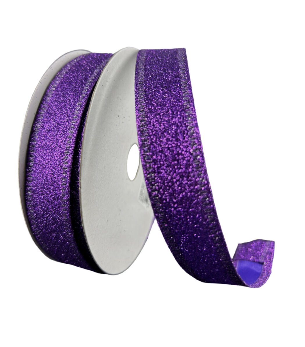 Solid Flat glitter purple - Ribbon 7/8” - Greenery MarketWired ribbon76467 - 05 - 11