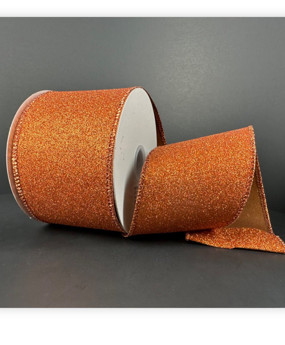 Solid flat glitter rust - wired Ribbon 2.5” - Greenery Market