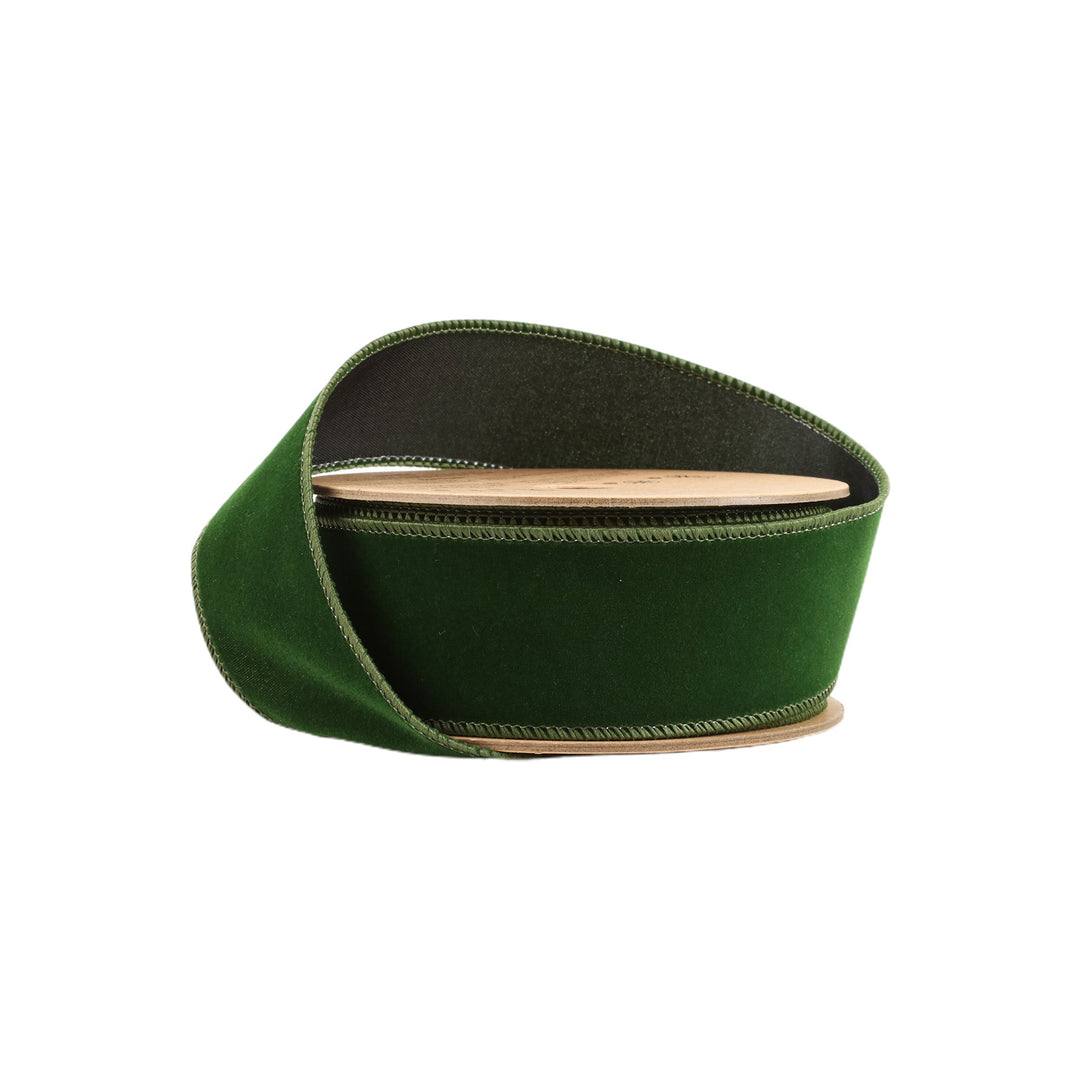 Spruce Wired Velvet Ribbon - 1.5" - Greenery Market7100W - 593 - 38E