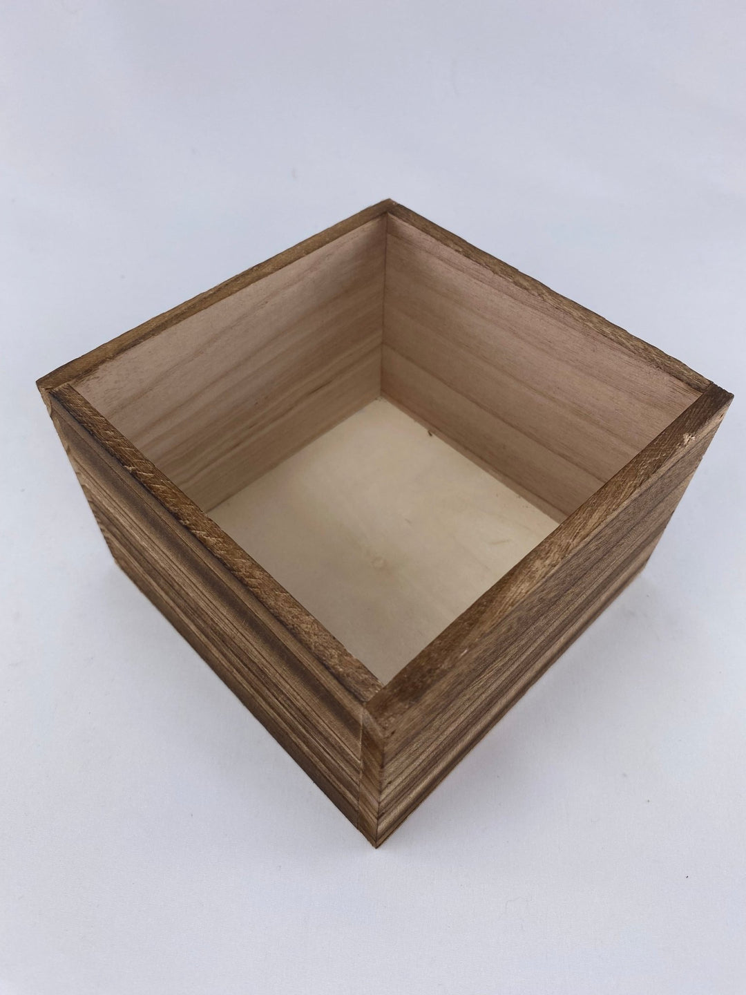 Square wooden containers - brown wash - Greenery Marketwreath base & containers7940BR