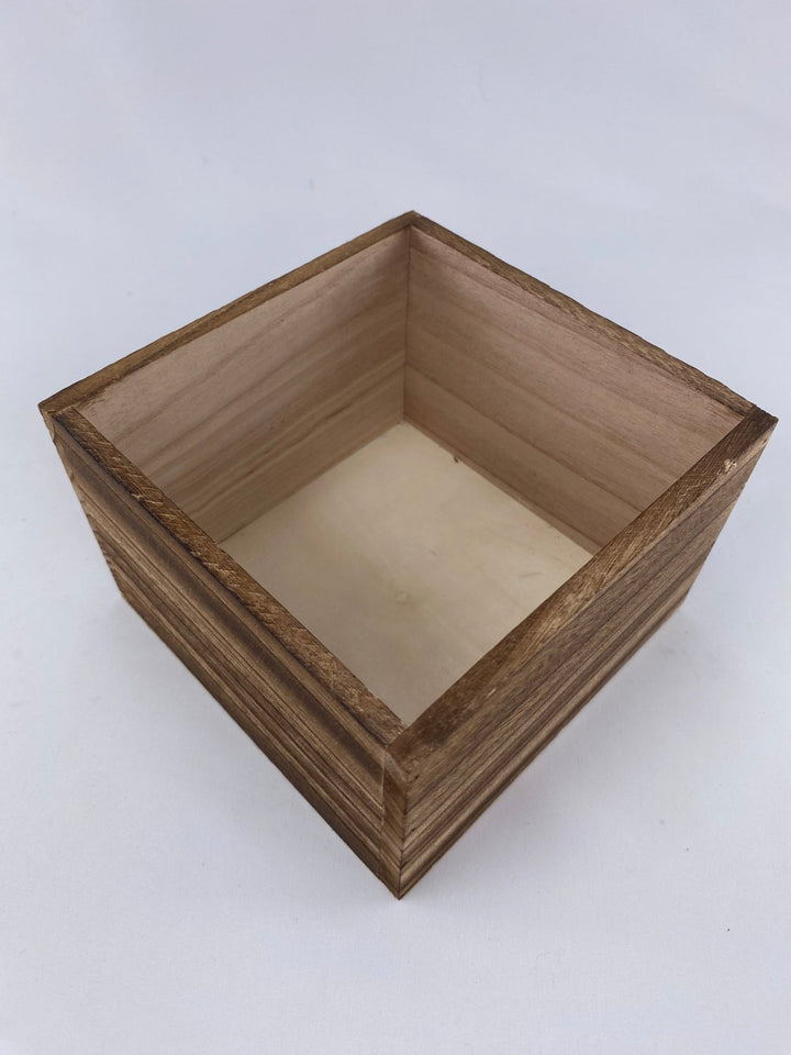 Square wooden containers - brown wash - Greenery Marketwreath base & containers7940BR